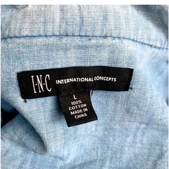 INC International Concepts Women's Blue Draped Chambray Jacket Large - Picture 9 of 16